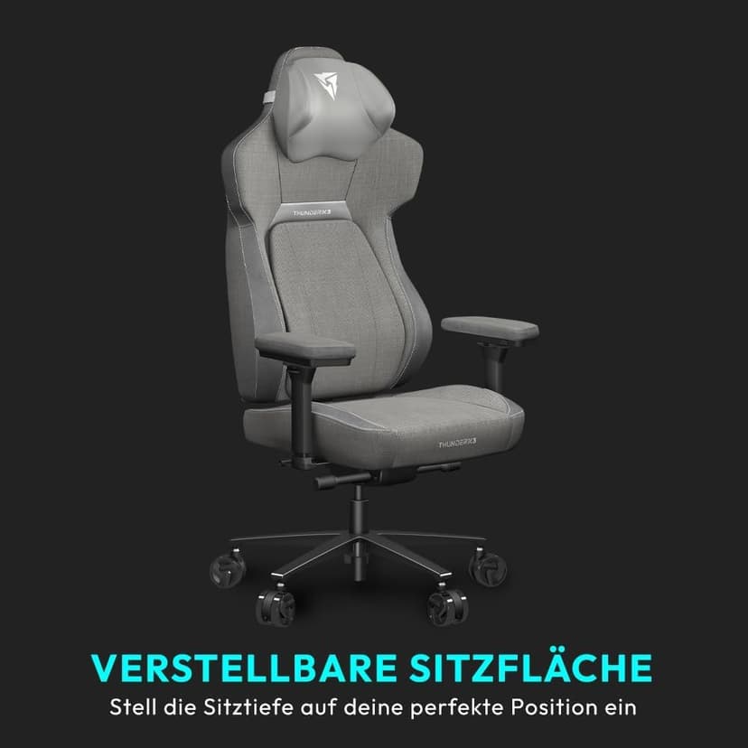 CORE Gaming Chair, for Adults Ergonomic Office Chair, High Back Desk Chair, Synchronous Tilt, Forward Tilt, 360° Self-adjusting Lumbar Support, Multipurpose Footrest, Fabric, Loft Light Grey