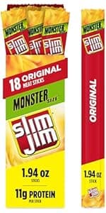 Slim Jim Smoked Meat Sticks, Original Flavor, 6g Protein Per Serving, Snack Size, Lunchbox Snack, 0.28 oz. (46 Count)
