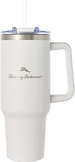 Tommy Bahama Tommy Bahama Vacuum Insulated Water Bottle with Straw - Double-Wall Stainless Steel, BPA Free, Keep Drinks Warm for 6 Hours or Cold for 12 Hours - White, 40oz