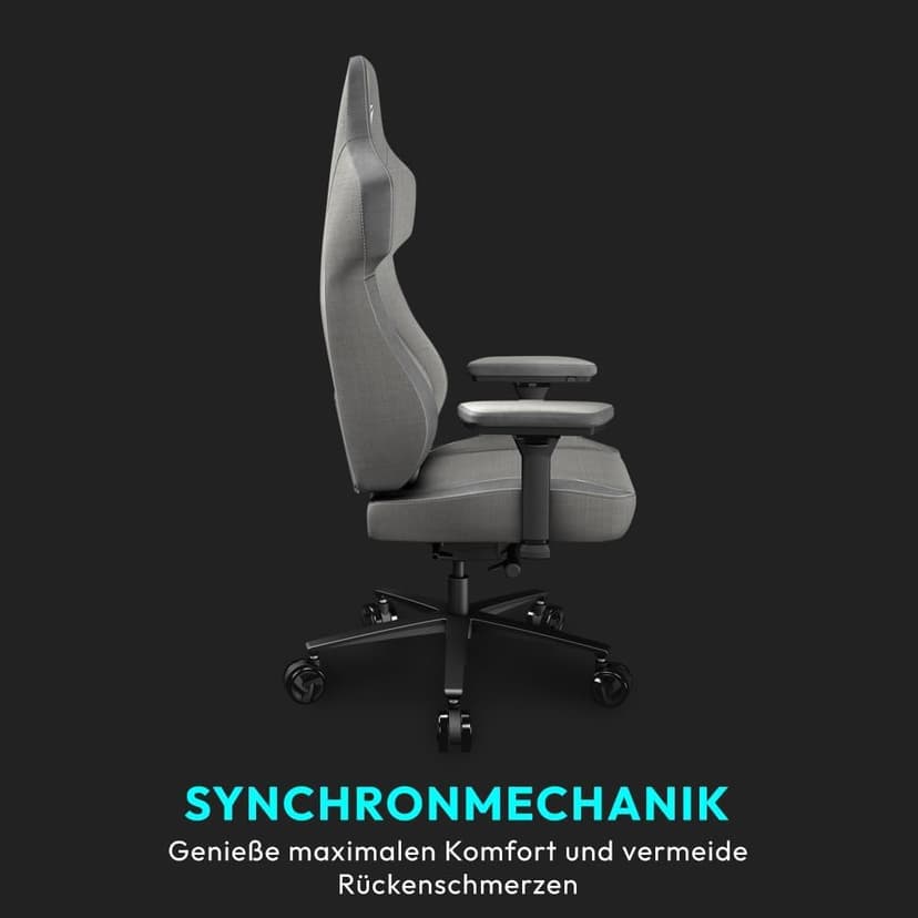 CORE Gaming Chair, for Adults Ergonomic Office Chair, High Back Desk Chair, Synchronous Tilt, Forward Tilt, 360° Self-adjusting Lumbar Support, Multipurpose Footrest, Fabric, Loft Light Grey