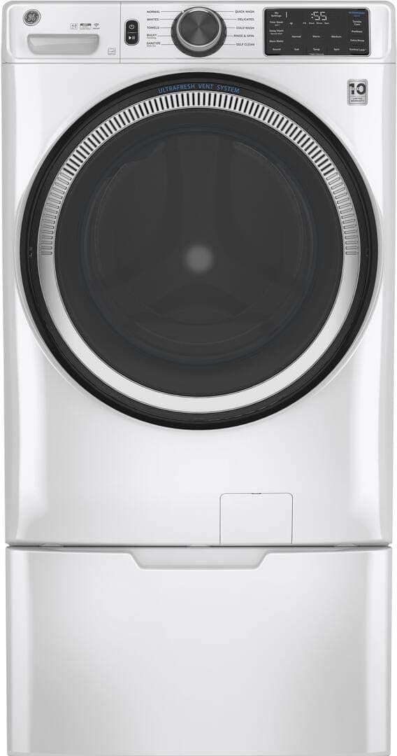 GE GFW550SSNWW 28" Front Load Washer with 4.8 cu. ft. Capacity UltraFresh Vent System with OdorBlock Microban Antimicrobial Technology and Built-in WiFi in White