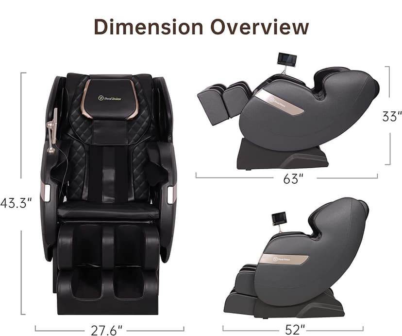 Real Relax 2025 Full Body Massage Chair of Dual-core S Track,Shiatsu Massage Recliner of Zero Gravity with APP and LCD Control,Lower Back and Calf Heating,Bluetooth,Home or Office Use,Black