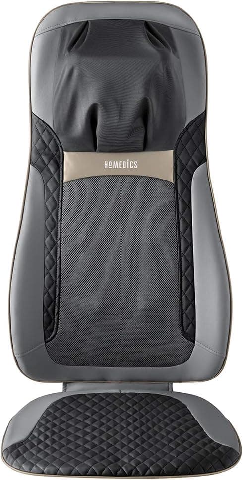 Homedics Back Massager with Heat, Shiatsu Elite II Heated Neck and Back Massage Cushion. 3 Different Massage Styles and 3 Massage Zones. Comes with Controller and Chair Straps