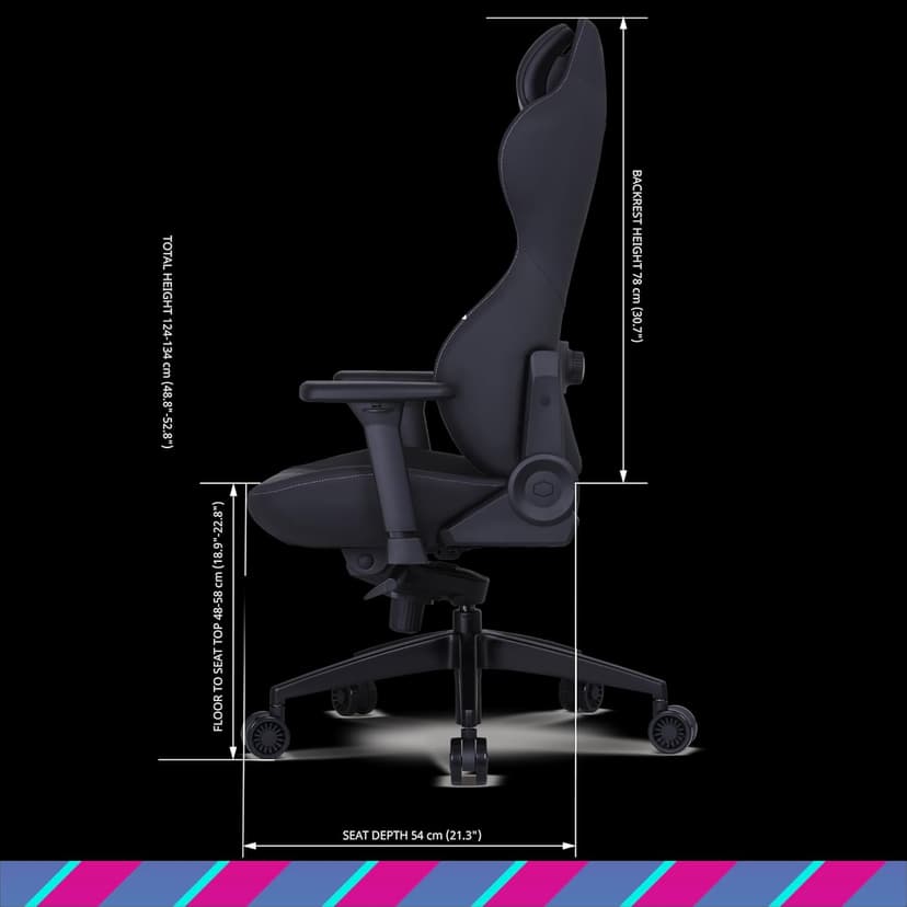 Cooler Master Hybrid 1 Ergonomic Gaming Chair MuscleFlex® Mesh, Cold-Molded Foam, Steel Frame | Aluminum Base. 180 Reclining, Adjustable Lumbar Support | Gas Lift, 360° Swivel for PC Game | Office
