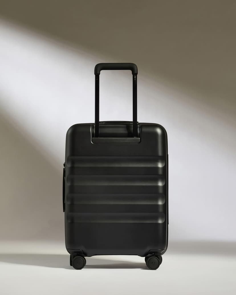Icon Stripe Hardside Carry On Luggage with Pocket, 21.7x15.7x9.4 Inch, 47L - Lightweight, 4 Spinner Wheels, Adjustable Handle, External Front Pocket, Small Suitcase, TSA Lock - Black