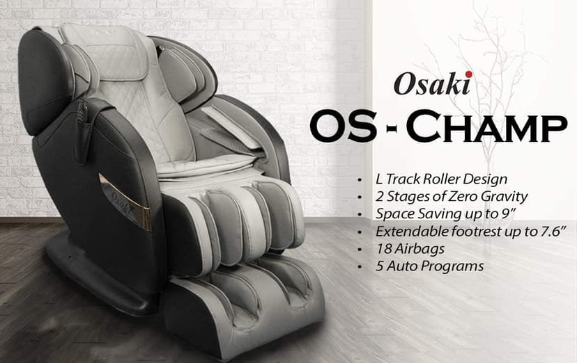 Osaki OS-Champ | Cream & Taupe | 2 Stages Zero Gravity | 18 Air Bag Full-Body Massage Chair | Lumbar Heating | Foot & Calf | 5 Auto Massage Programs | Bluetooth Speaker | Space Saving | Polypropylene