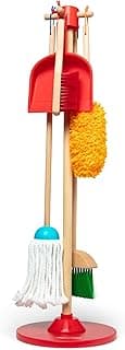 Melissa & Doug Dust Sweep Mop 6-Piece Pretend Play Set, Toddler Toy Cleaning, Pretend Play Home Cleaning, Kids Broom and Mop Set for Ages 3+
