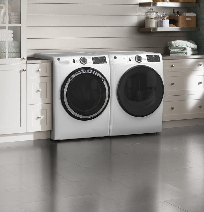 GE GFW550SSNWW 28" Front Load Washer with 4.8 cu. ft. Capacity UltraFresh Vent System with OdorBlock Microban Antimicrobial Technology and Built-in WiFi in White