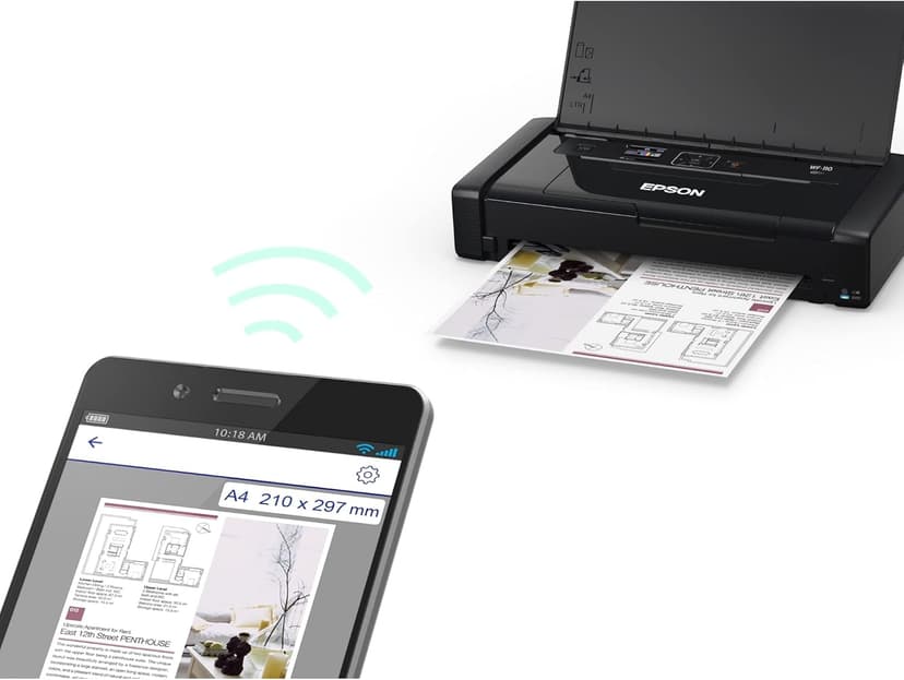 Epson Workforce WF-110 Wireless Color Mobile Printer,White, Small,Black