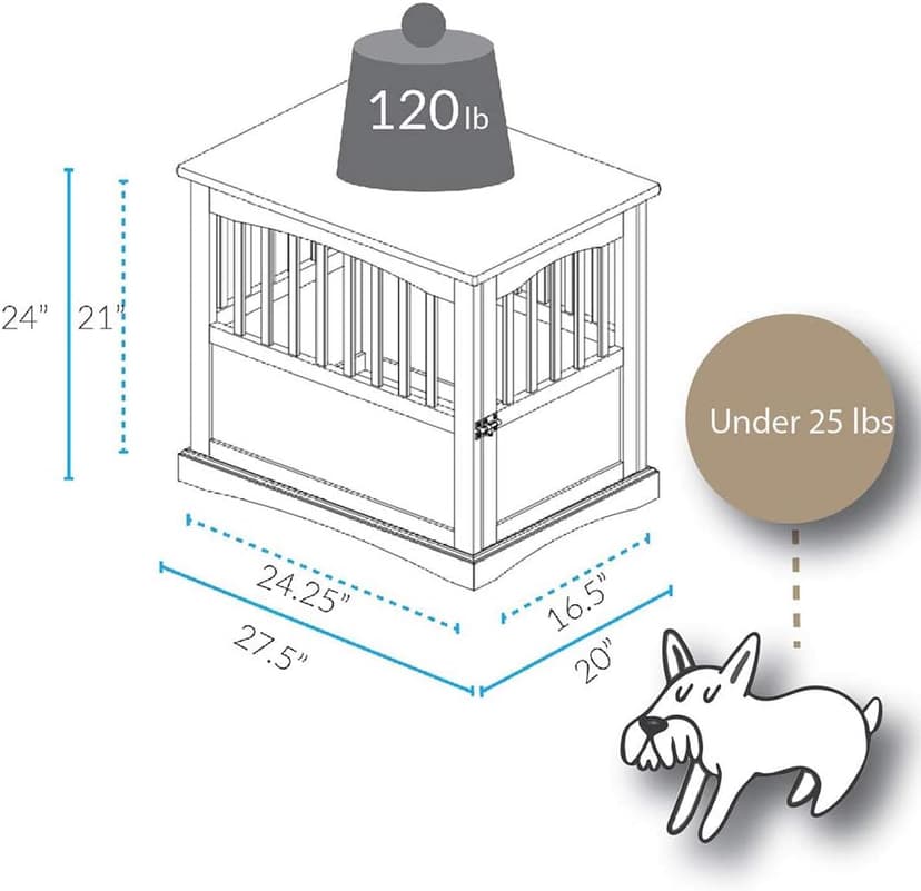 Casual Home Wooden Medium Pet Crate, End Table, Espresso
