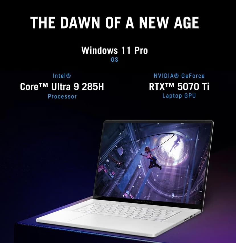 ASUS ROG Zephyrus G16 Laptop 16.0" 240Hz WQXGA Display (Intel Ultra 9-285H, GeForce RTX™ 5070 Ti 12GB, 32GB LPDDR5X, 2x4TB SSD R0 (8TB), RGB KB, Thunderbolt 4, Win 11 Pro) w/DKZ USB Port Expander