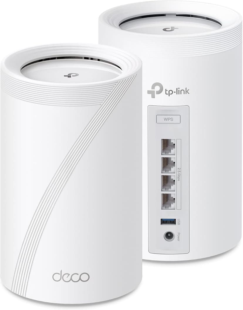 TP-Link 𝐃𝐞𝐜𝐨 BE63 Tri-Band WiFi 7 BE10000 Whole Home Mesh System- 6-Stream 10 Gbps, 4x2.5G Ports Wired Backhaul, 4X Smart Internal Antennas, VPN, MU-MIMO, HomeShield, Free Expert Support (2-Pack)