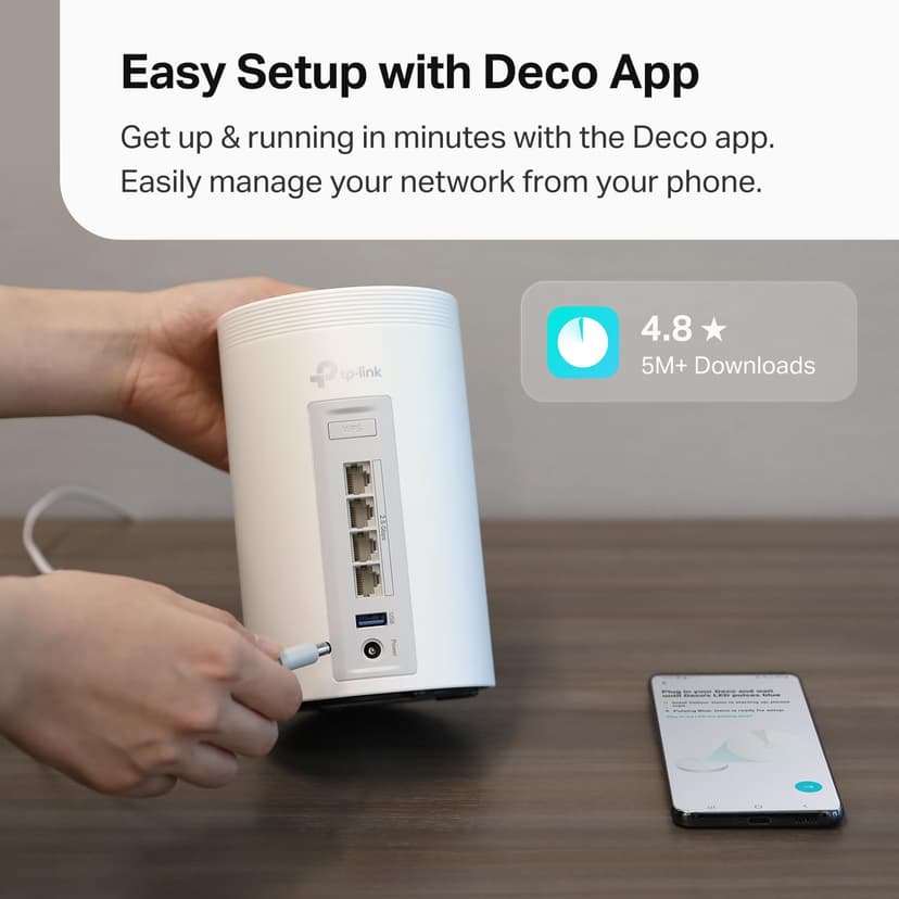 TP-Link 𝐃𝐞𝐜𝐨 BE63 Tri-Band WiFi 7 BE10000 Whole Home Mesh System- 6-Stream 10 Gbps, 4x2.5G Ports Wired Backhaul, 4X Smart Internal Antennas, VPN, MU-MIMO, HomeShield, Free Expert Support (2-Pack)