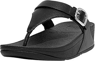 FitFlop womens Lulu Covered-buckle Raw-edge Leather Toe-thongs