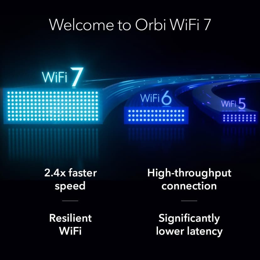NETGEAR Orbi 770 Series Tri-Band WiFi 7 Mesh Network System (RBE772) - Router + 1 Satellite Extender, Security Features, Up to 11Gbps, Covers up to 5,500 sq.ft., 100 Devices, 2.5 Gig Internet Port