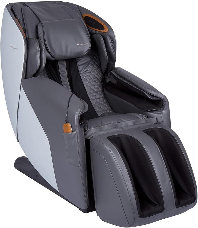 Human Touch Quies Zero Gravity Massage Chair, Full Body Back, Leg, Shoulder Acupressure, 9 Programmed S & L Track Massages, Dual Lumbar Heat w Extending Calf & Foot Massage, Built-in Speakers, Gray