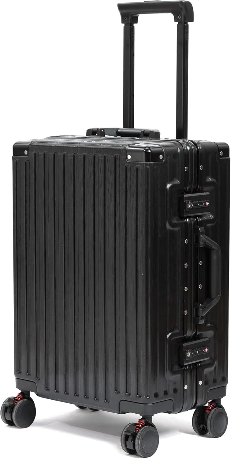 20inch Carry On Luggage 22x14x9 Airline Approved, Zipperless Luggage Carry On TSA Approved ABS+PC Hard Shell Suitcases, Lightweight Carry On Suitcases with Aluminum Frame, Black