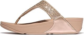 FitFlop Lulu Crystal-Mix Toe-Post Sandals, Metallic Classic Beige, 8 Medium