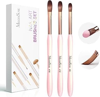 MelodySusie 3Pcs Acrylic Nail Brush Set, Size 8/12/14 for Extension and 3D Carving,DIY Home Salon Manicure Tool, Pink