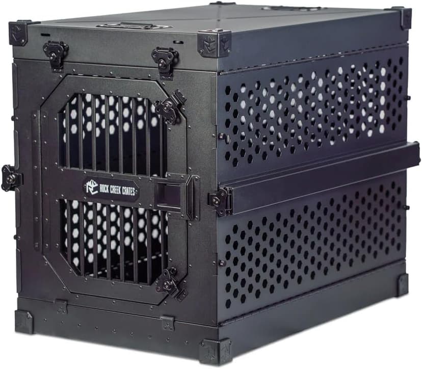 ROCK CREEK CRATES Collapsible Dog Crate: Meticulously Engineered, Durable Aluminum Construction, Non Slip Feet | 10 Year Warranty | Ideal for Indoor & Vehicle Use (Midnight Black, 40 Inch)