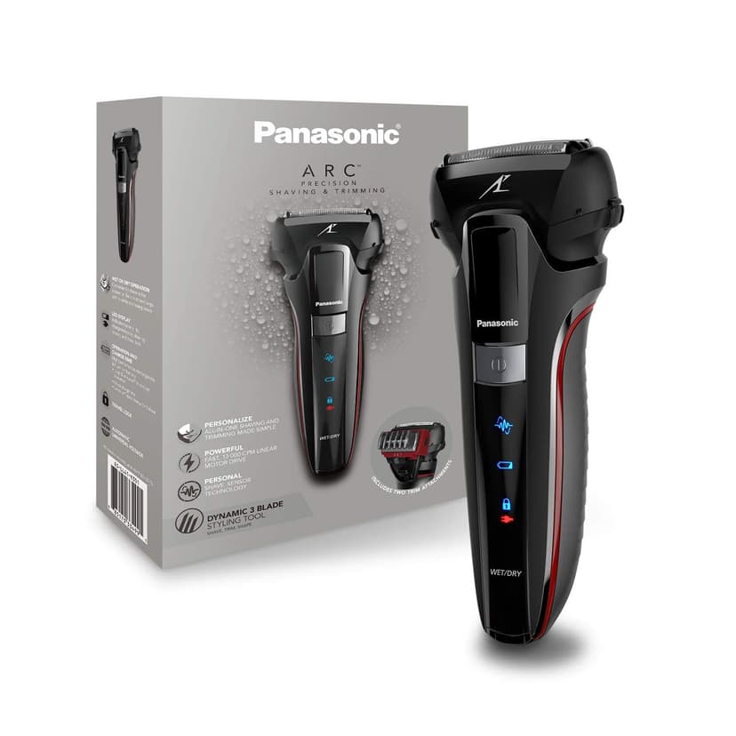 Panasonic Hybrid Wet Dry Shaver, Trimmer & Detailer with Two Adjustable Trim Attachments, Pop-up Precision Detail Trimmer & Shave Sensor Technology, Cordless Razor for Men, ES-LL41-K, Black
