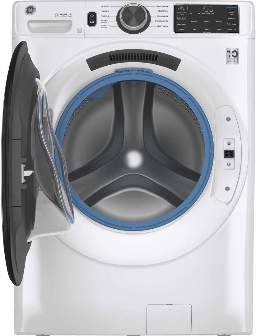 GE GFW550SSNWW 28" Front Load Washer with 4.8 cu. ft. Capacity UltraFresh Vent System with OdorBlock Microban Antimicrobial Technology and Built-in WiFi in White