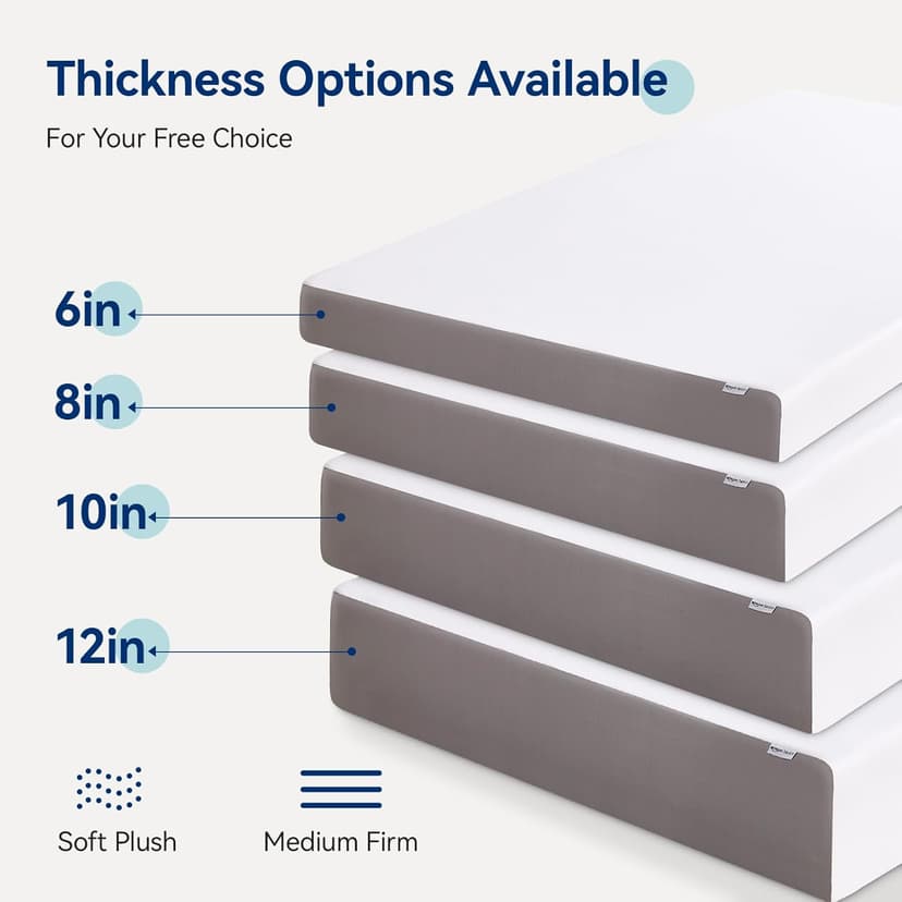 Amazon Basics Memory Foam Mattress, Medium Firm, 8 Inch, Twin, White/Grey