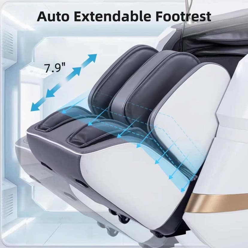 MassaMAX MT339 4D Massage Chair, Full Body Shiatsu Recliner with Electric Extendable Footrest, Zero Gravity, SL Track, Deep Yoga Stretch, 15 Modes, Foot Rollers, and Heating (Space White)