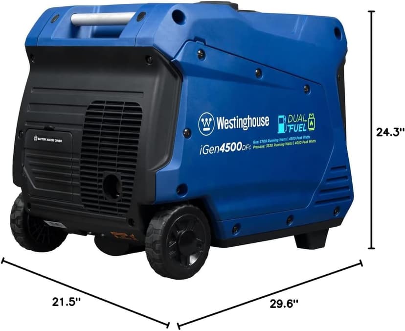 Westinghouse 5000 Peak Watt Super Quiet Dual Fuel Portable Inverter Generator, Remote Electric Start, Gas & Propane Powered, RV Ready, CO Sensor, Parallel Capable