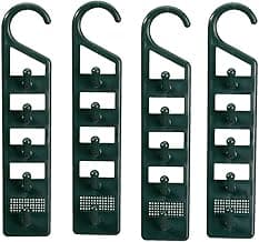 Miles Kimball Space Saving Closet Hanger Holders – Set of 4 Durable Green Plastic Organizers with 5 Vertical Hooks Each – Maximize Wardrobe Space for Clothes, Belts, Scarves & Accessories