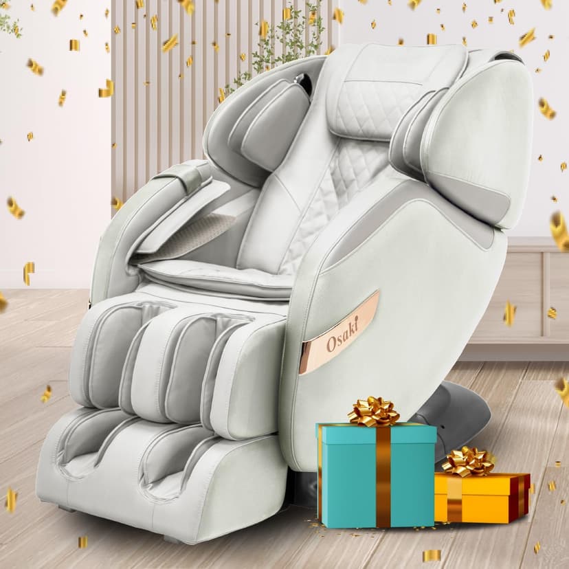 Osaki OS-Champ | Cream & Taupe | 2 Stages Zero Gravity | 18 Air Bag Full-Body Massage Chair | Lumbar Heating | Foot & Calf | 5 Auto Massage Programs | Bluetooth Speaker | Space Saving | Polypropylene