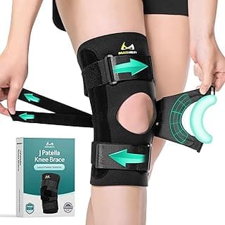 BraceAbility J Patella Knee Brace - Lateral Patellar Stabilizer with Medial and J-Lat Support Straps for Dislocation, Subluxation, Patellofemoral Pain, Left or Right Kneecap Tracking (Large)