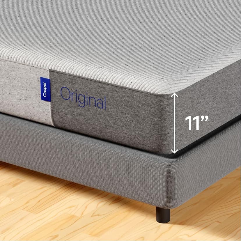 Casper Sleep Original Foam, Queen Size Memory Foam Mattress - Medium Firm Bed in a Box with Zoned SupportTM - 100-Night Trial - CertiPUR-US Mattress, Light Grey