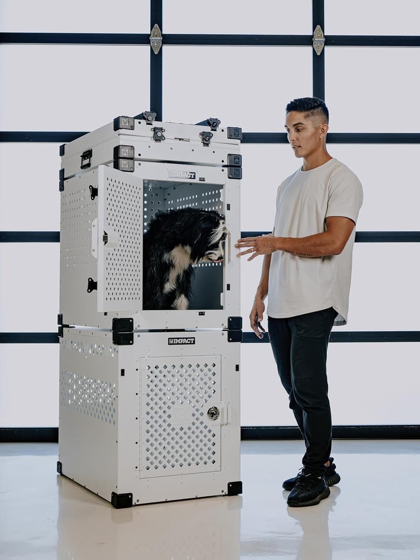 Impact Indestructible High Anxiety Dog Crate for Large Dogs - Heavy Duty Escape Proof Indoor Dog Kennel with Powder-Coated Aluminum - Ideal for Escape Artists (White, 40" (40.5" L x 23" W x 29" H)