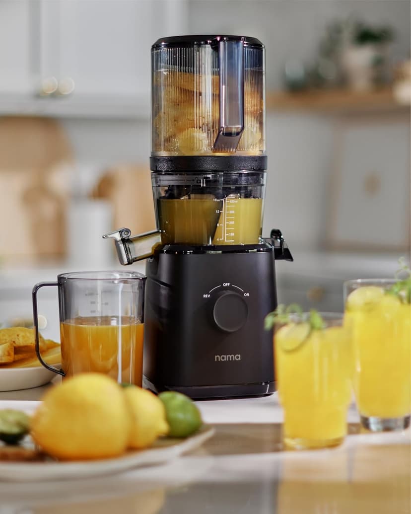 Nama J2 Cold Press Juicer – Self Feeding for Hands-Free Operation with Wide Mouth Hopper for Whole Recipe Loading, Zero Waste Masticating Juicer For More Juice, Less Pulp – Easy Cleanup & Assembly
