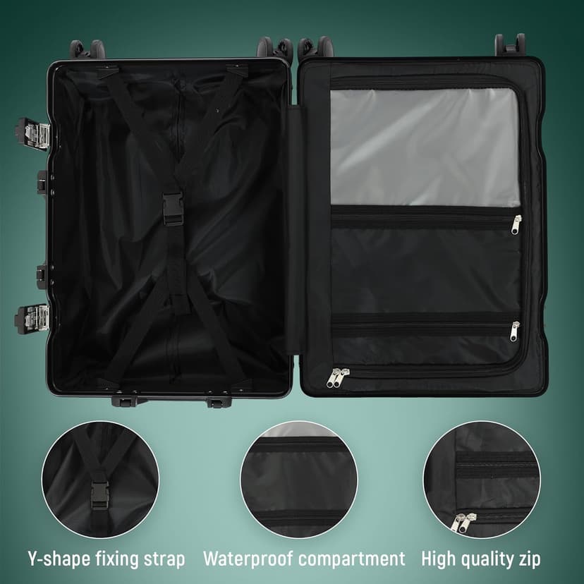 20inch Carry On Luggage 22x14x9 Airline Approved, Zipperless Luggage Carry On TSA Approved ABS+PC Hard Shell Suitcases, Lightweight Carry On Suitcases with Aluminum Frame, Black