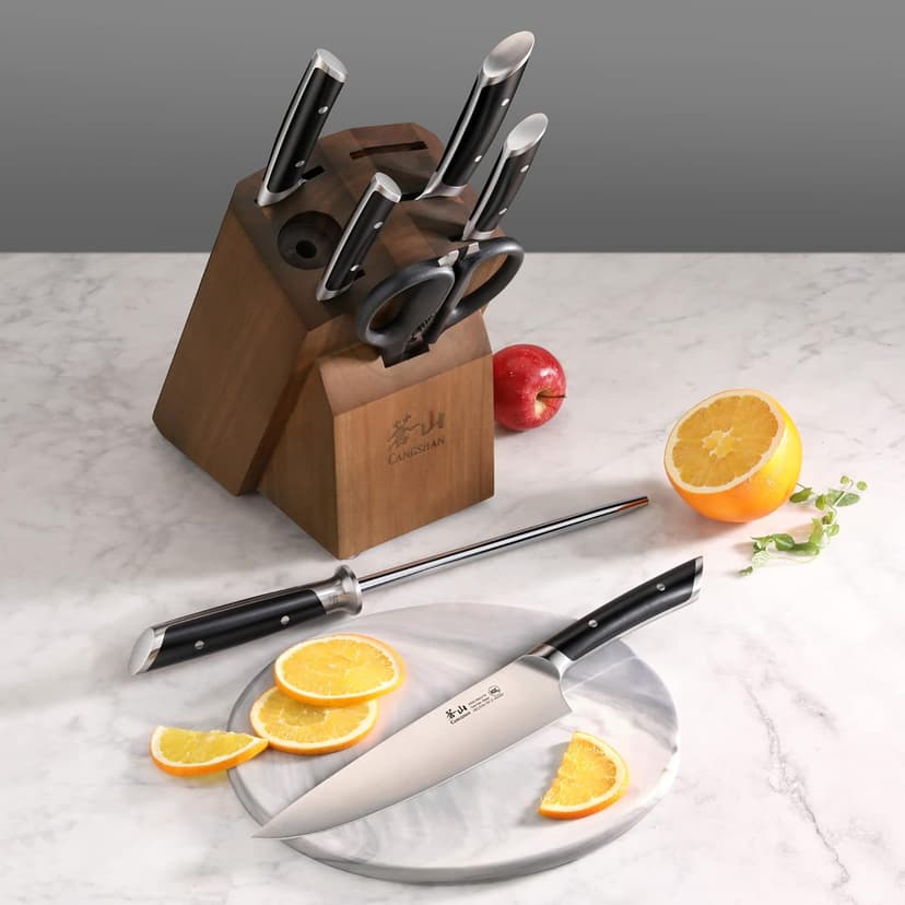 Cangshan HELENA Series German Steel Forged Knife Block Set (8-Piece, Black)
