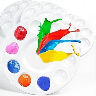 4pcs Art Paint Tray Palette, Plastic Paint Pallet for Adults & Kids for Painting, DIY Craft,Play Party at Home, Kindergarten or Class, White Paint pallete