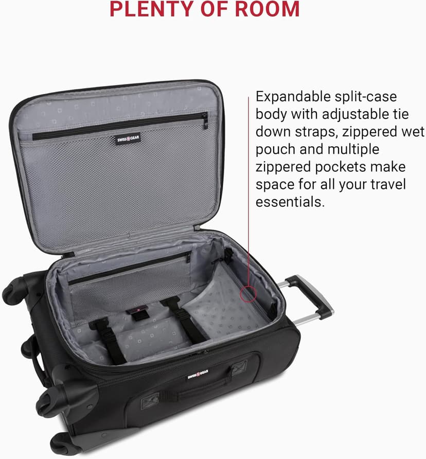 SwissGear Sion Softside Expandable Luggage, Black, Carry-On 21-Inch
