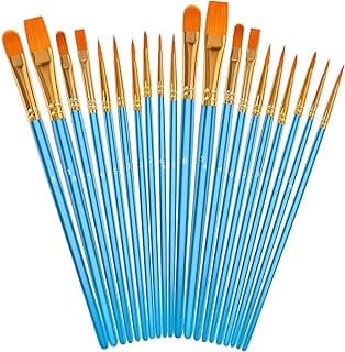 Soucolor Acrylic Paint Brushes Set, Easter Basket Stuffers, 20Pcs Round Pointed Tip Artist Paintbrushes for Acrylic Oil Watercolor Canvases Rock Body Face Nail Miniature Detailing Drawing Art Supplies