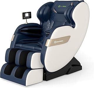 Real Relax 2025 Full Body Massage Chair of Dual-core S Track,Shiatsu Massage Recliner of Zero Gravity with APP and LCD Control,Lower Back and Calf Heating,Bluetooth,Home or Office Use,Blue and Khaki