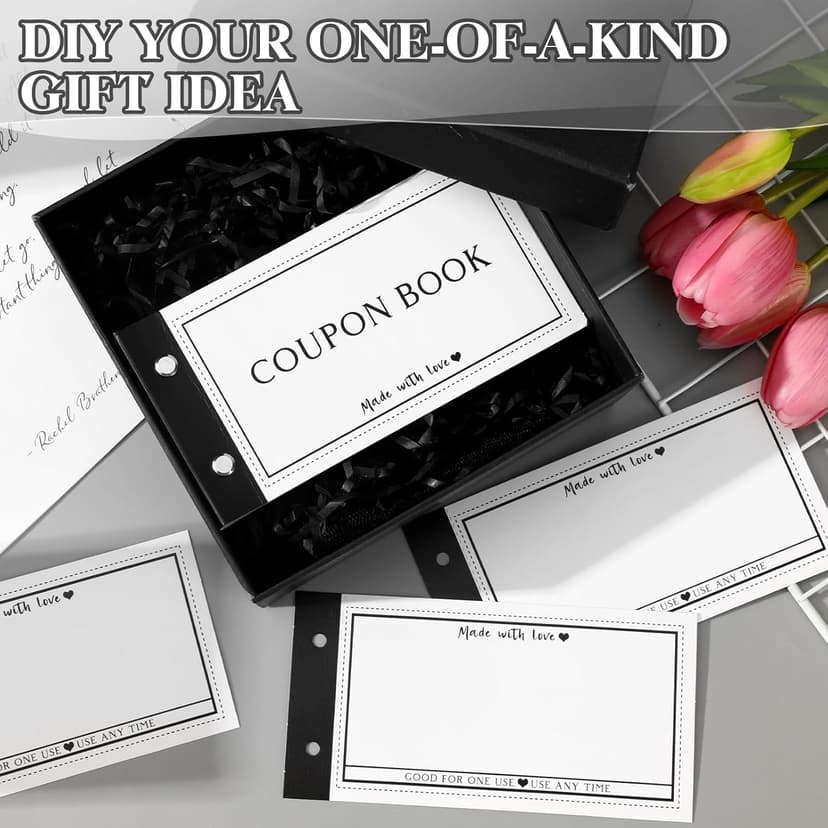 Personalized Coupon Book, 30 Blank Voucher Cards Booklet for All Occasions, Mothers Day Gifts for Mom, Unique Birthday Gifts for Boyfriend Wife Husband Girlfriend Best Friend
