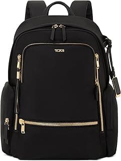 TUMI Voyageur Celina Backpack - Women's Work and Travel Bag - 16.0" X 10.6" X 6.5" - Holds Up to 16" Laptop - Black & Gold Hardware