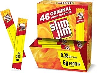 Slim Jim Smoked Meat Sticks, Original Flavor, 6g Protein Per Serving, Snack Size, Lunchbox Snack, 0.28 oz. (46 Count)