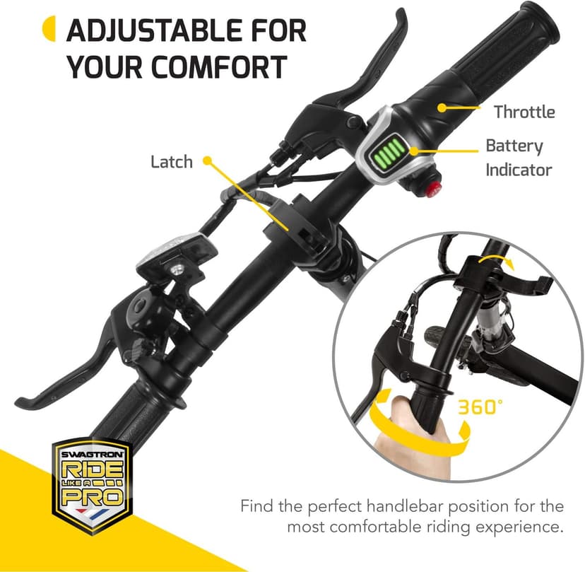 Swagtron Swagcycle EB-5 Plus Folding Electric Bike with Pedals and Removable Battery