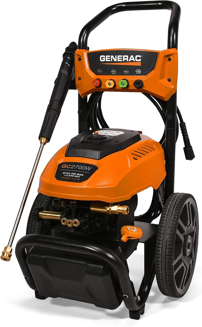 Generac 8888 2700 PSI 1.2 GPM Electric-Powered Residential Pressure Washer - Powerful & Efficient Cleaning - Portable, Ideal for Home Use - 50-State/CARB Compliant