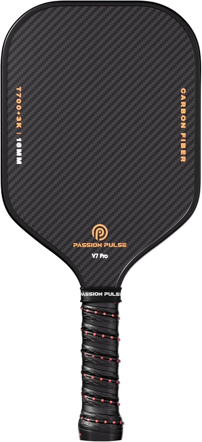 V7 Pro Pickleball Paddle – 3K Raw Carbon Fiber Pickle Ball Paddles with 16mm Polypropylene Core, 3D PulseGrip Handle, – Pickleball Rackets Ideal for All Skill Levels