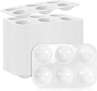 50 PCS White Plastic Watercolor Palette, 6 Well Rectangular Paint Palettes, Paint Tray Palettes, Paint Trays for Kids, for Painting, DIY Craft, Art Painting Class