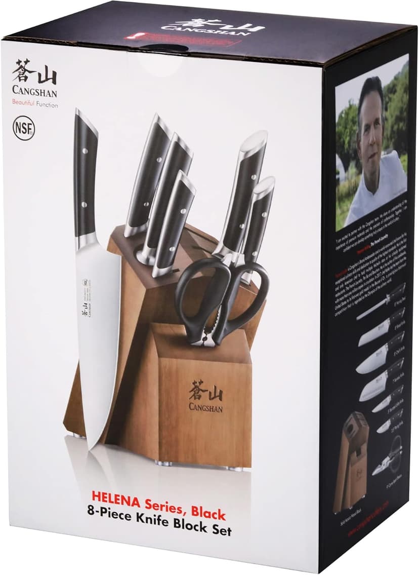 Cangshan HELENA Series German Steel Forged Knife Block Set (8-Piece, Black)