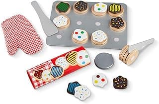 Melissa & Doug Slice and Bake Cookies Wooden Play Food Set with Toppings Pretend Cookies and Baking Sheet, Wooden Play Food Set, Toy Baking for Kids Ages 3+